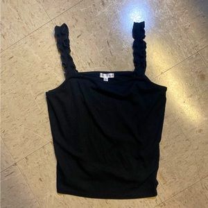 cropped tank top with ruffle sleeves